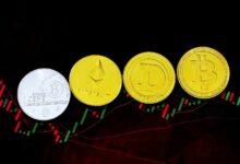 green red and yellow christmas tree and two round gold coins