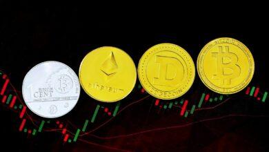 green red and yellow christmas tree and two round gold coins